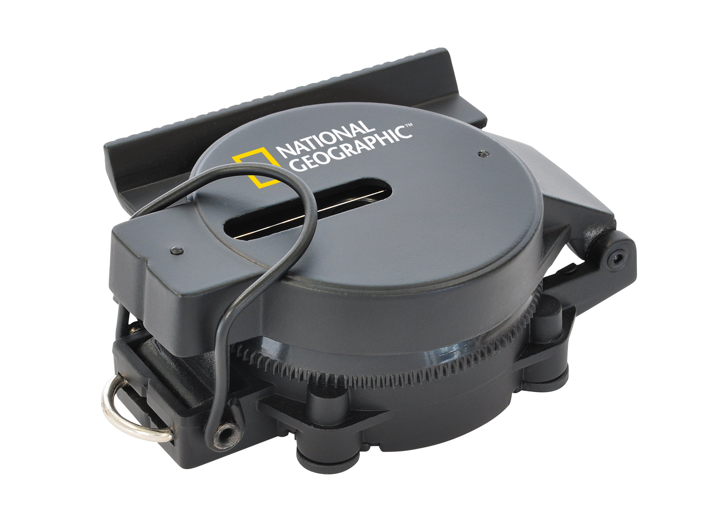 National Geographic Kinderfernglas 6x21, Dioptrienverstellung, inkl. Tasche und Tageriemen & Kompass mit schwimmend gelagerter 360° Skala, Nordpfeil, Befestigungs-Öse und Visierdraht/-Spalt, schwarz