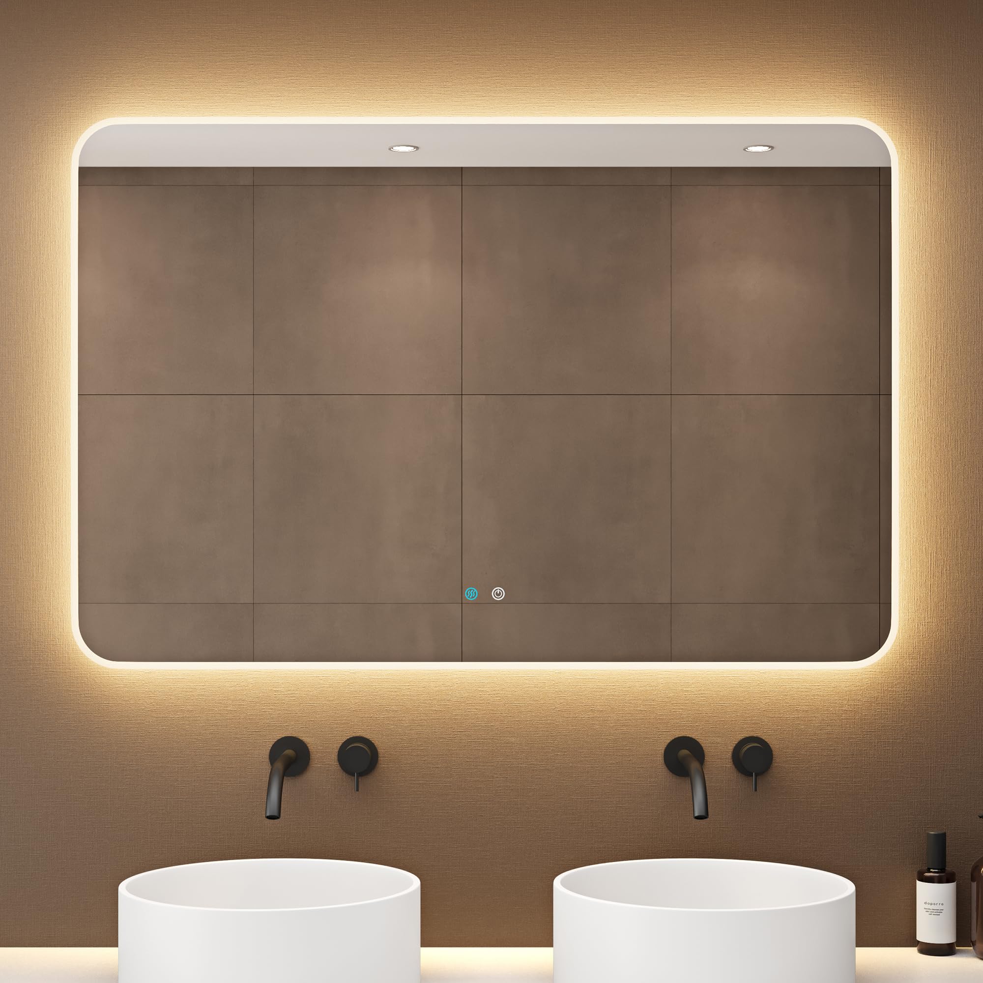 doporro Specchio Bagno LED 120x80 cm Rettangolare Retroilluminato con Interruttore Tattile Dimmerabile 3 Colori Antifog in Vetro Temperato HD, Installazione Orizzontale o Verticale