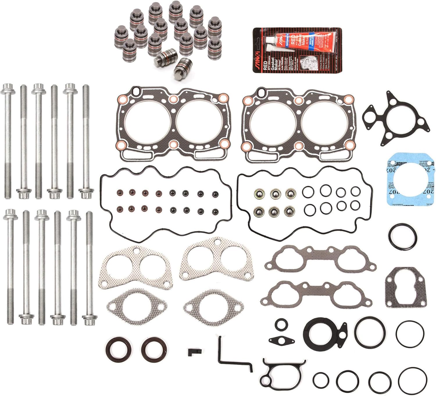 Evergreen HSHBLF9002 Head Gasket Set Bolts Lifters Compatible With 90-98 Subaru Impreza Legacy 2.2 SOHC EJ22E