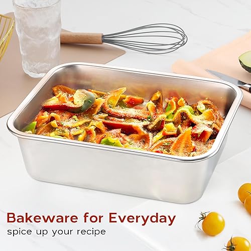 Miniatura 7 de Onader Juego de 2 moldes para hornear lasaña de 12 x 10 pulgadas de profundidad, de acero inoxidable, aptos para lavavajillas
