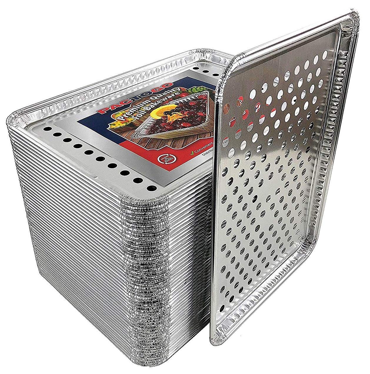 Pactogo 16" x 11" Aluminum Foil BBQ Gourmet Grill Topper Pan (Pack of 50)