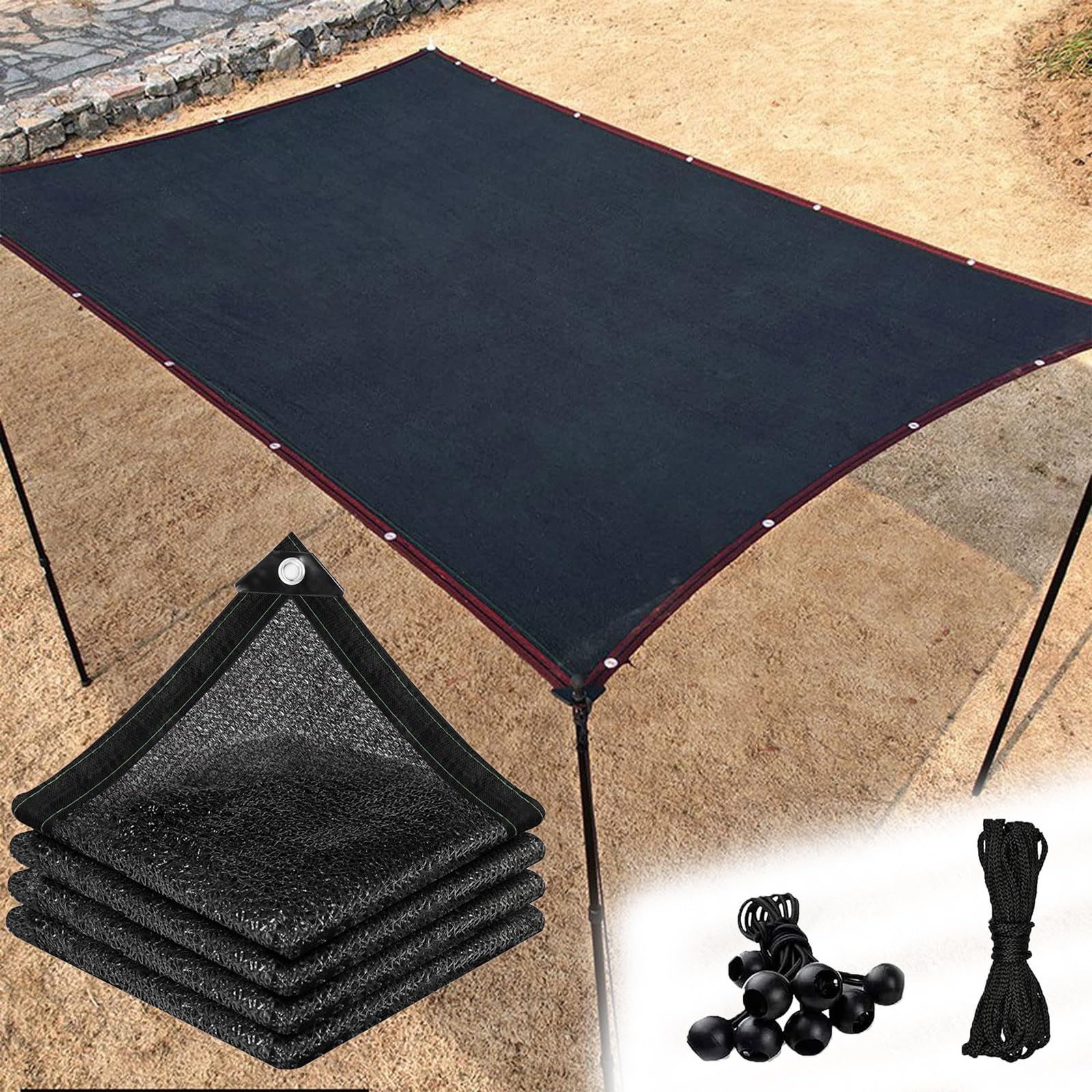Lona de malla negra resistente a los rayos UV para zonas frescas, invernaderos, camas elevadas, mascotas, gallineros, 19 x 29 pies