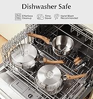 Vista 6 de KOCH SYSTEME CS Juego de cacerolas de acero inoxidable, juego de 4 cacerolas de acero inoxidable con mango de baquelita de tacto frío, cacerola de 1