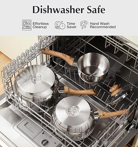 Miniatura 6 de KOCH SYSTEME CS Juego de cacerolas de acero inoxidable, 6 piezas de acero inoxidable de 1 cuarto de galón, 2 cuartos y 3 cuartos de galón con mango