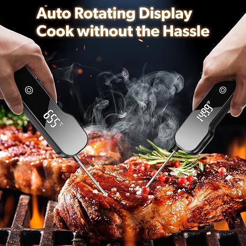 Miniatura 7 de Termómetro digital para carne con lectura instantánea, impermeable, pantalla retroiluminada, sonda de alimentos para cocinar, barbacoa, lectura