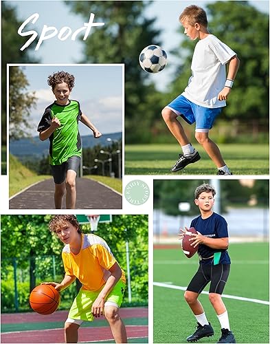 Miniatura 6 de Roadbox Pantalones cortos de compresión para niños y jóvenes, ropa interior de compresión de elastano para correr, baloncesto, béisbol, fútbol