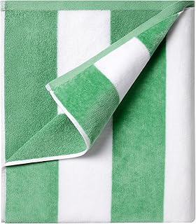 Ouxiaobai Cotton Oversized Beach Towel - 180 x 90 CM Striped Pool Towel, Soft Velour Cabana Swim Towel