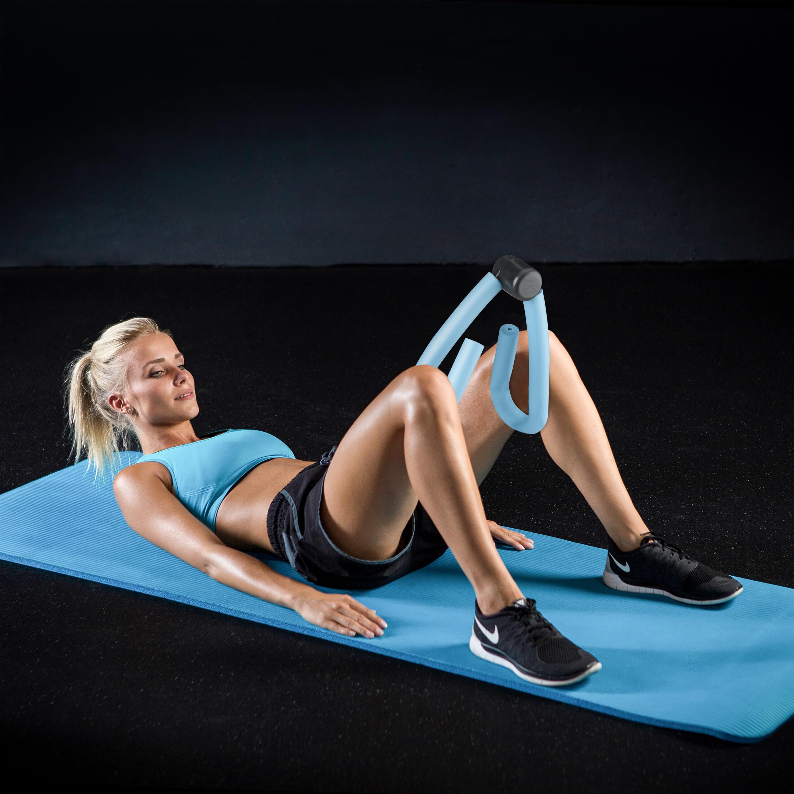Relaxdays Appareil de Musculation, pour Cuisses, Bras & Jambes, Accessoire Polyvalent, adducteurs, Petite Presse, Bleu