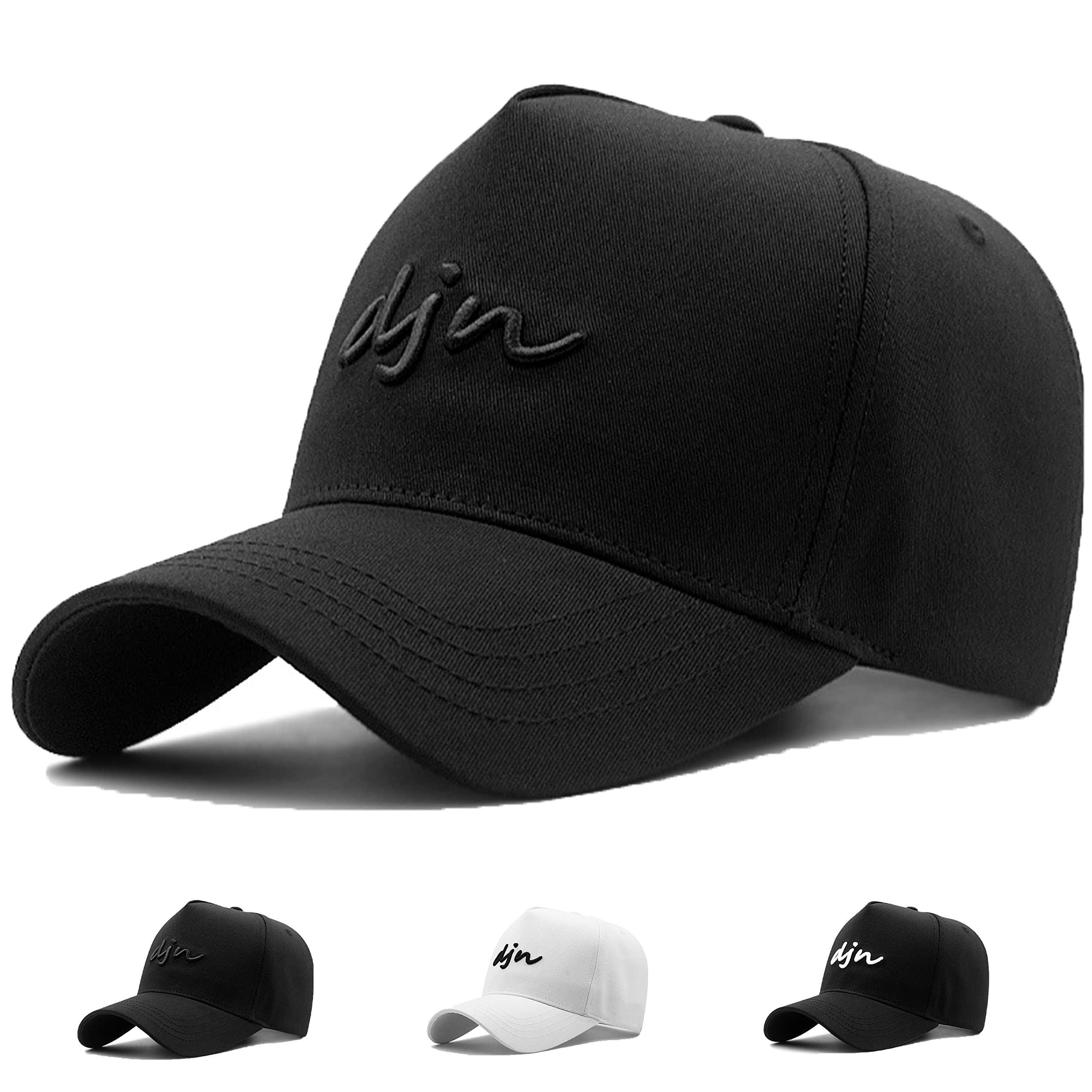MUNULAOversize XXL High Crown Baseball Cap Big Head Hats for Men Dad Hat Adjustable Plain Running Cap 23.6"-25.6", Black, XXL-3XL