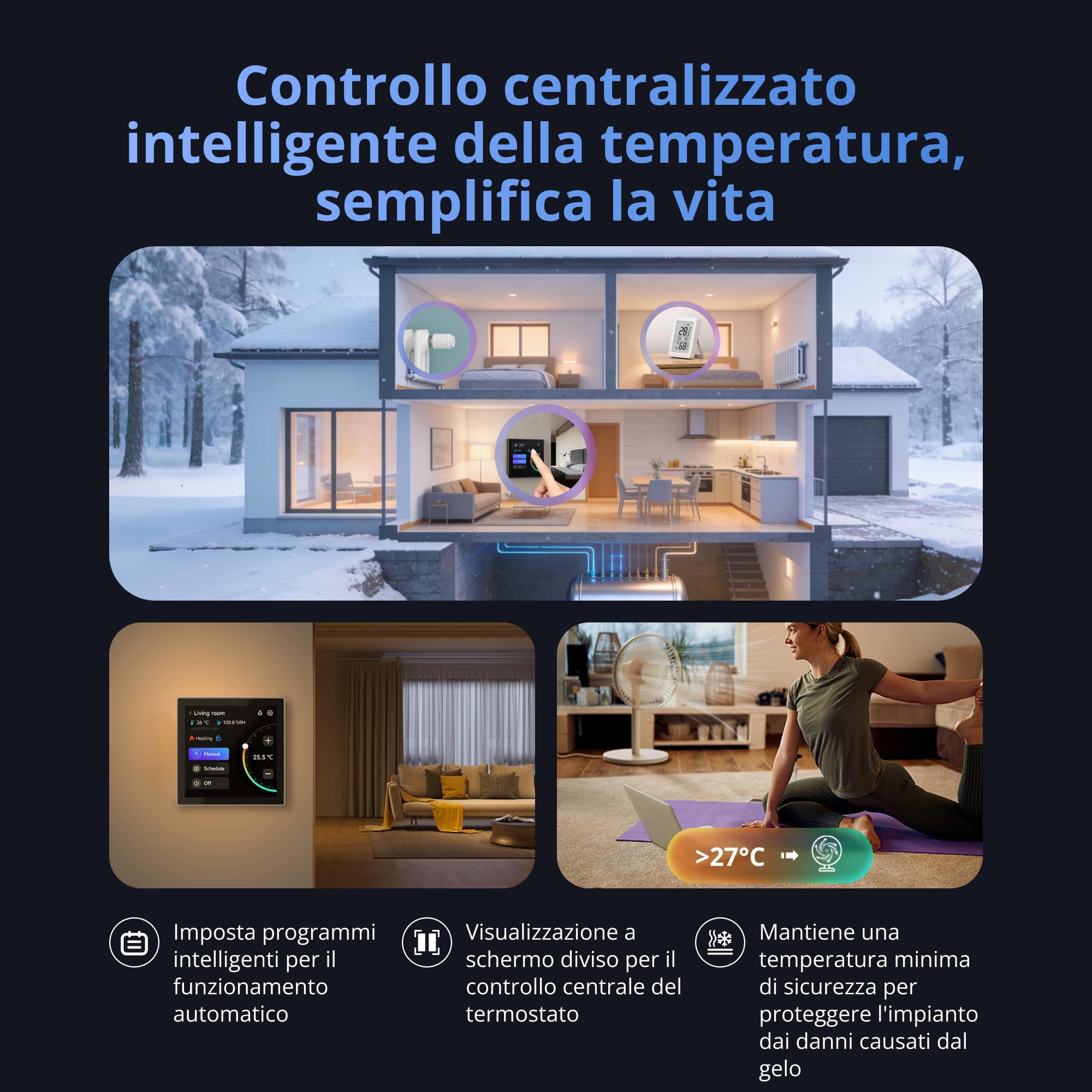 SONOFF NSPanel Pro Gen2 Pannello Smart con Relè - Zigbee Hub 3.0 & Matter Bridge, integrazione con Home Assistant, Termostato, Allarme,Doppia Banda 2.4/5 GHz,compatibile con Alexa, Google, Apple（nero）