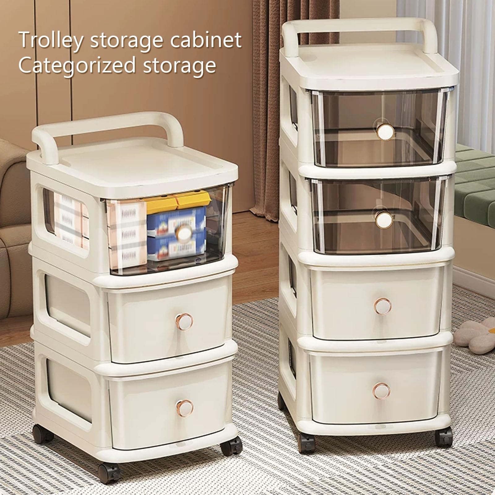Carrello Portaoggetti Mobile con Cassetti, Organizer con Ruote for Camera da Letto, Soggiorno, Bagno, Cucina, Ufficio