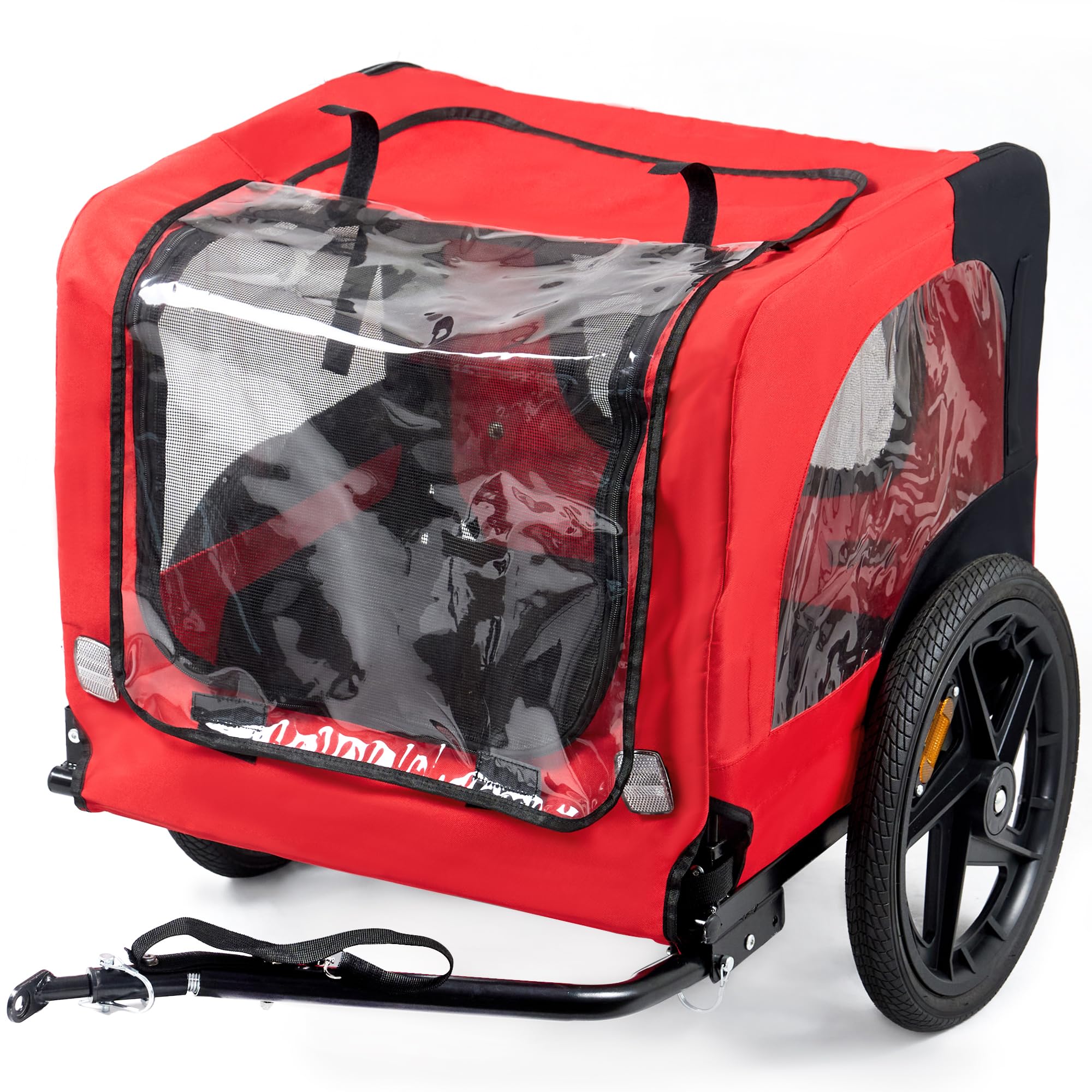 Remolque para bicicleta para perros, con resorte, incluye bandera, adecuado para perros grandes y medianos