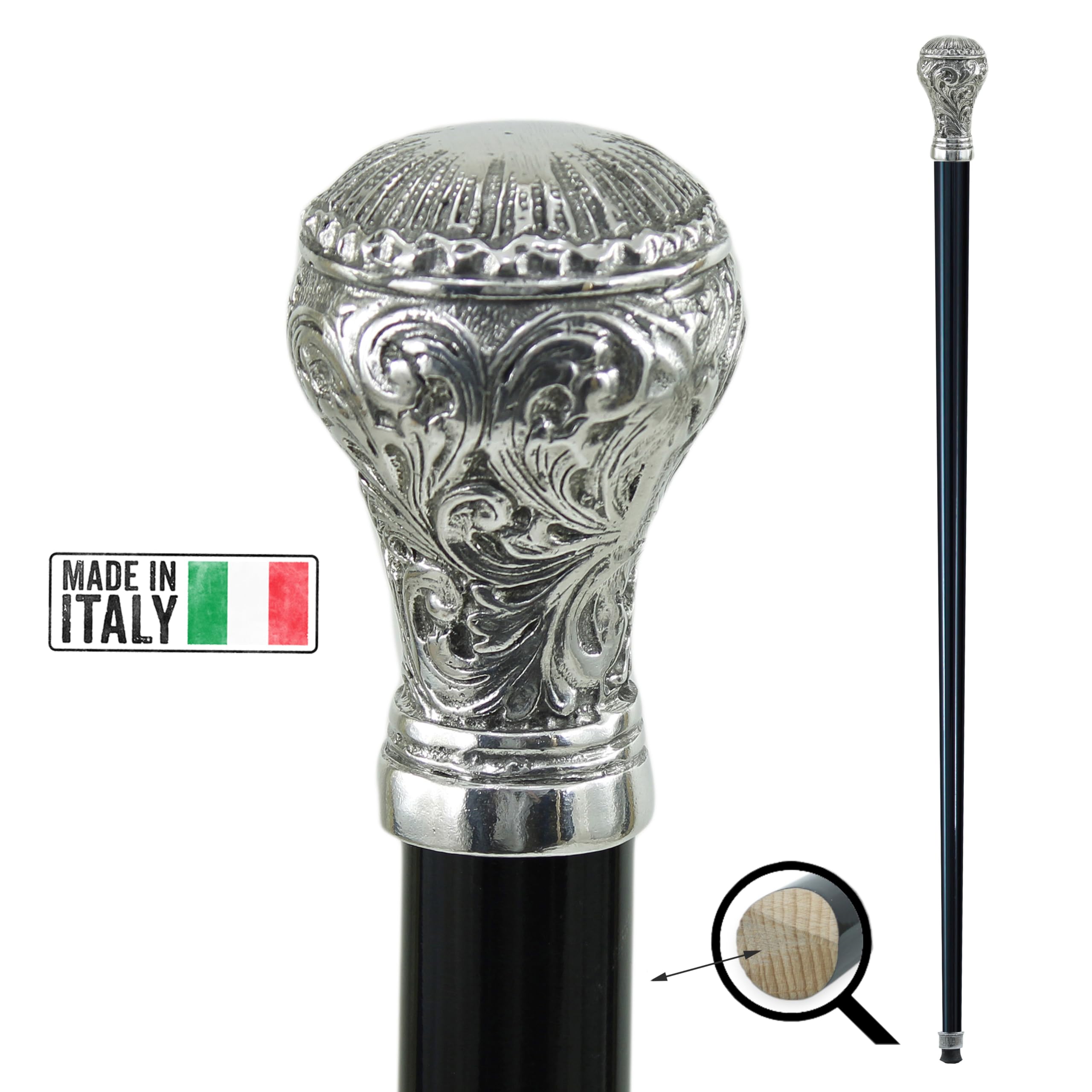 Bastón de paseo 97 madera para hombre y mujer elegante para ceremonia hecha a mano en Italia original CAVAGNINI (marrón, palo Liberty redondo V.)