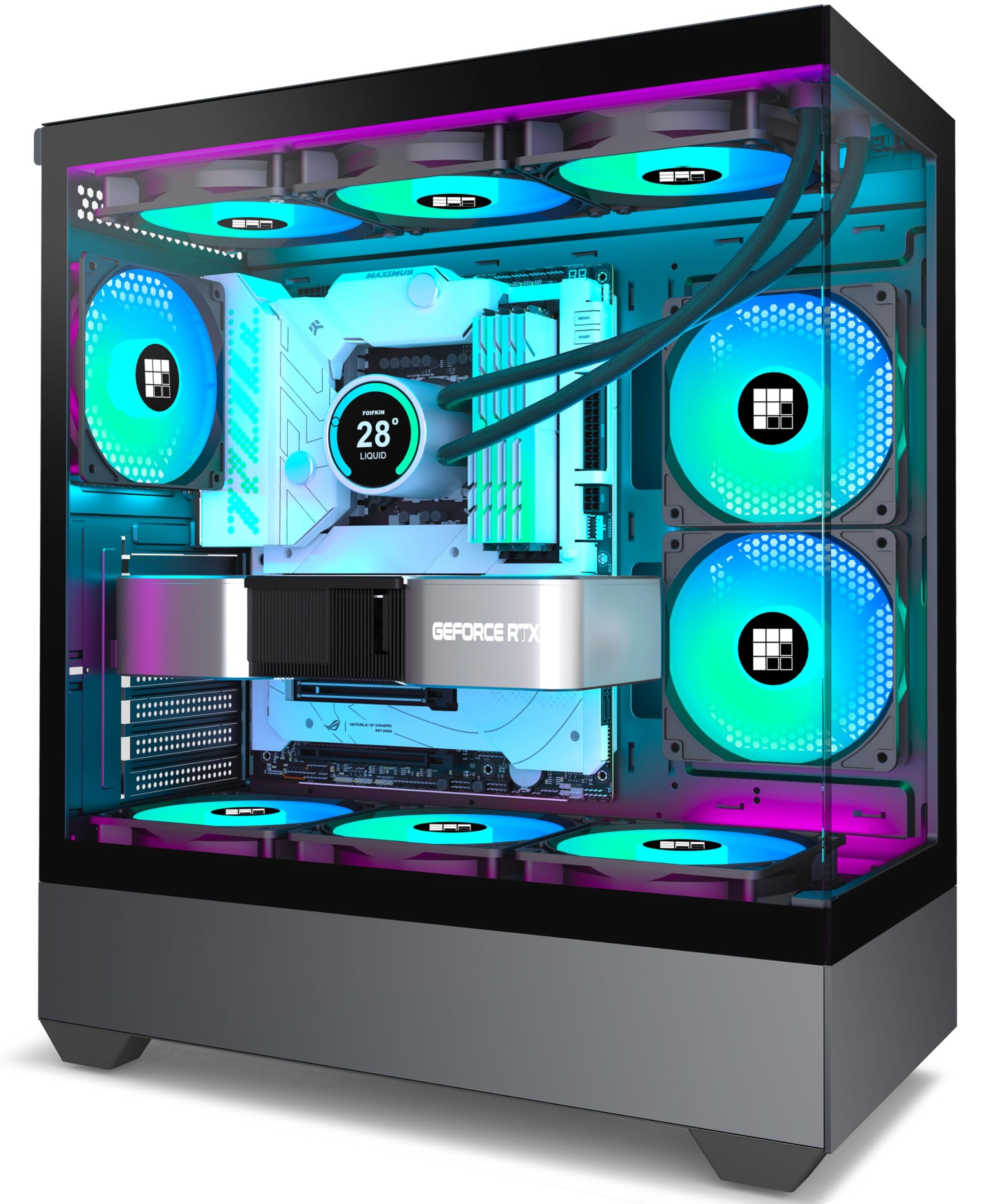FOIFKIN F1 Case PC – Ventola preinstallata 5 PWM ARGB ATX Mid-Tower Gaming PC, vetro panoramico 270°, con Type-C (nero)