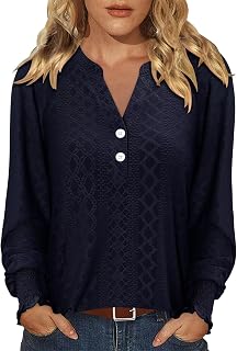 Magritta Womens Blouses Fall Tops Casual Long Sleeve Work Shirts Dressy V Neck Button Up Tunic Tshirts