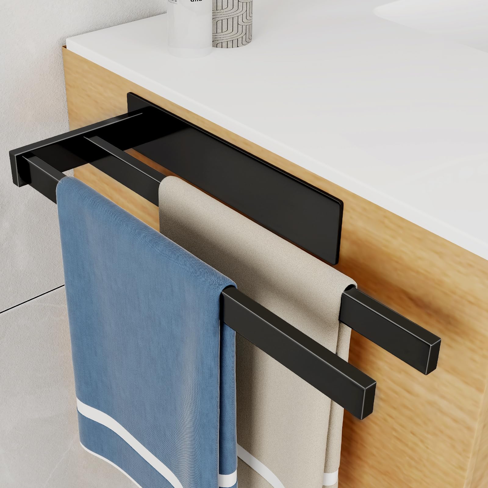 Vista Handtuchhalter ohne Bohren SUS304 Edelstahl Gebürstet Handtuchhalter Handtuchhalter Wand für Badezimmer 38cm Schwarz