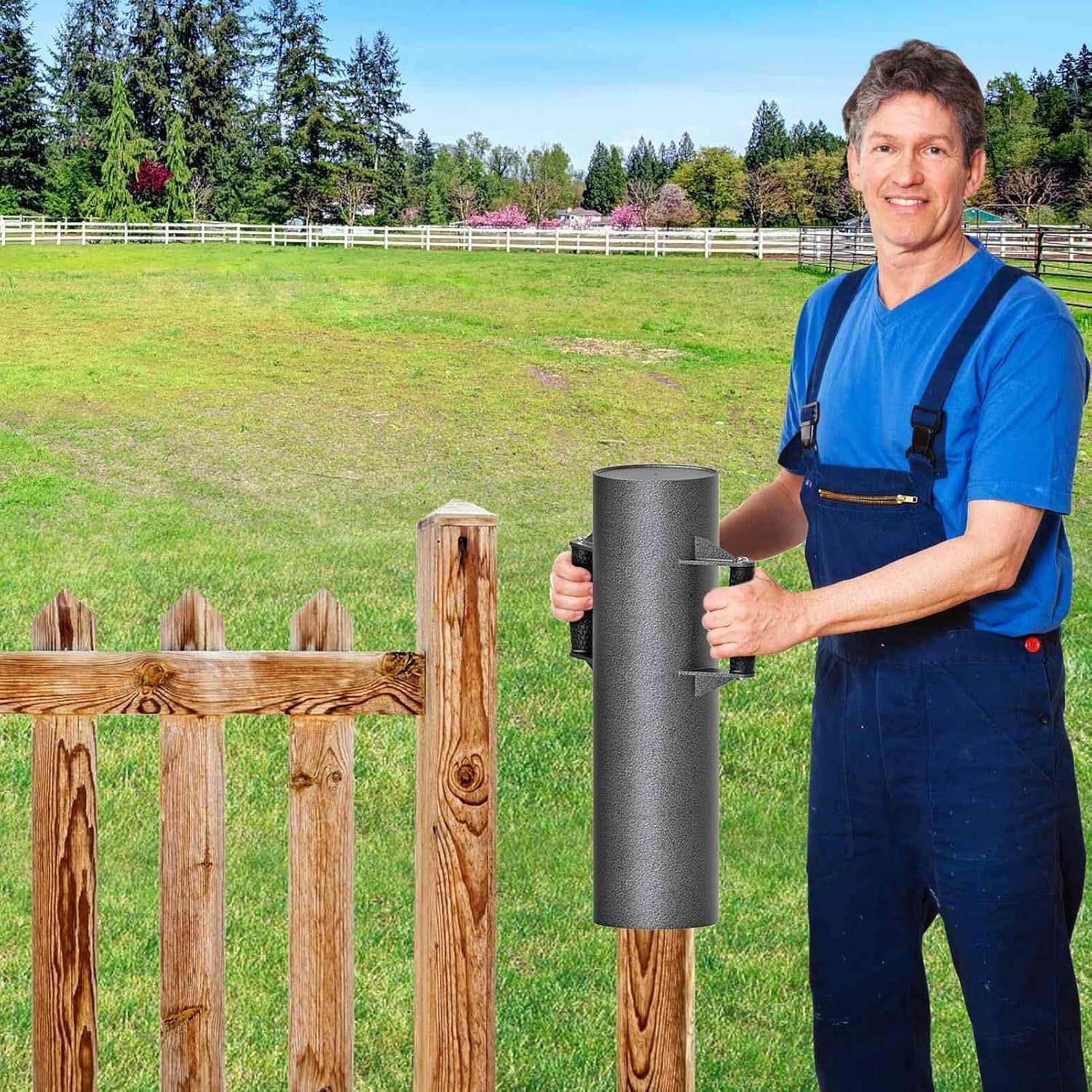 24lb 23.2 inch Heavy Steel Heavy Duty Steel Fence Post Driver with Non Slip Handle for Metal Posts U Channels