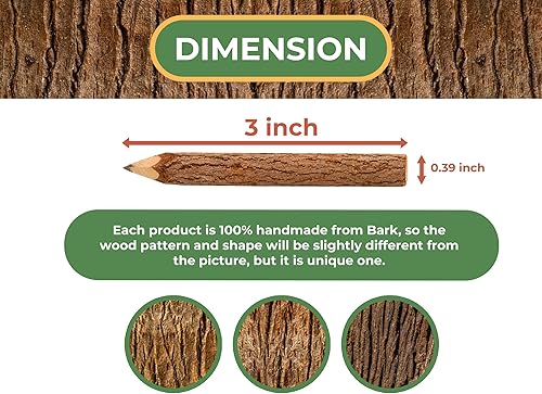 Miniatura 4 de BSIRI Paquete de 12 lápices de madera negra de 3 pulgadas con diseño de corteza de árbol en lápices de ramitas rústicas de madera, regalos únicos de