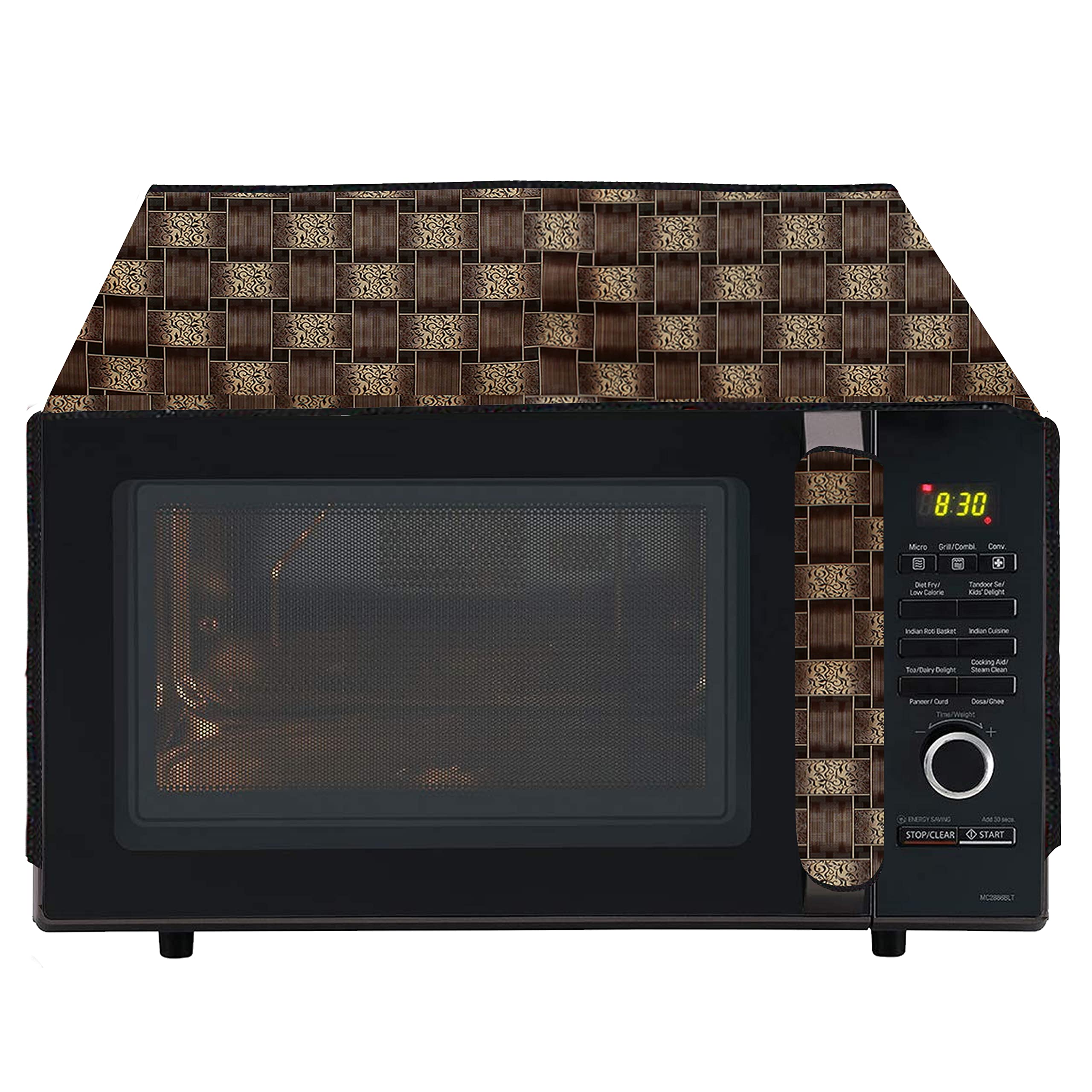 Star Weaves Microwave Oven Top Cover for IFB 25 Litre Convection Microwave Oven (25BC4 Black) - Oven Top Cover with 4 Utility Pockets and 1 Oven Handle Cover KUM40