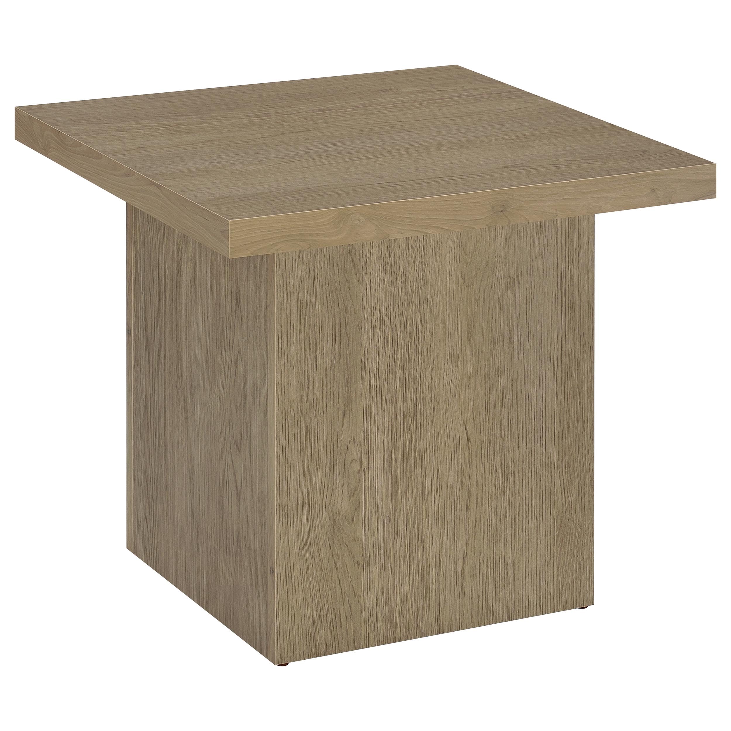 Coaster Home Furnishings - Devar - Wood - Square End Table with Thick Top, Plinth Base, Scratch Resistance and Blocky Frame - Living Room - 23.5-Inch - Latte - 710917