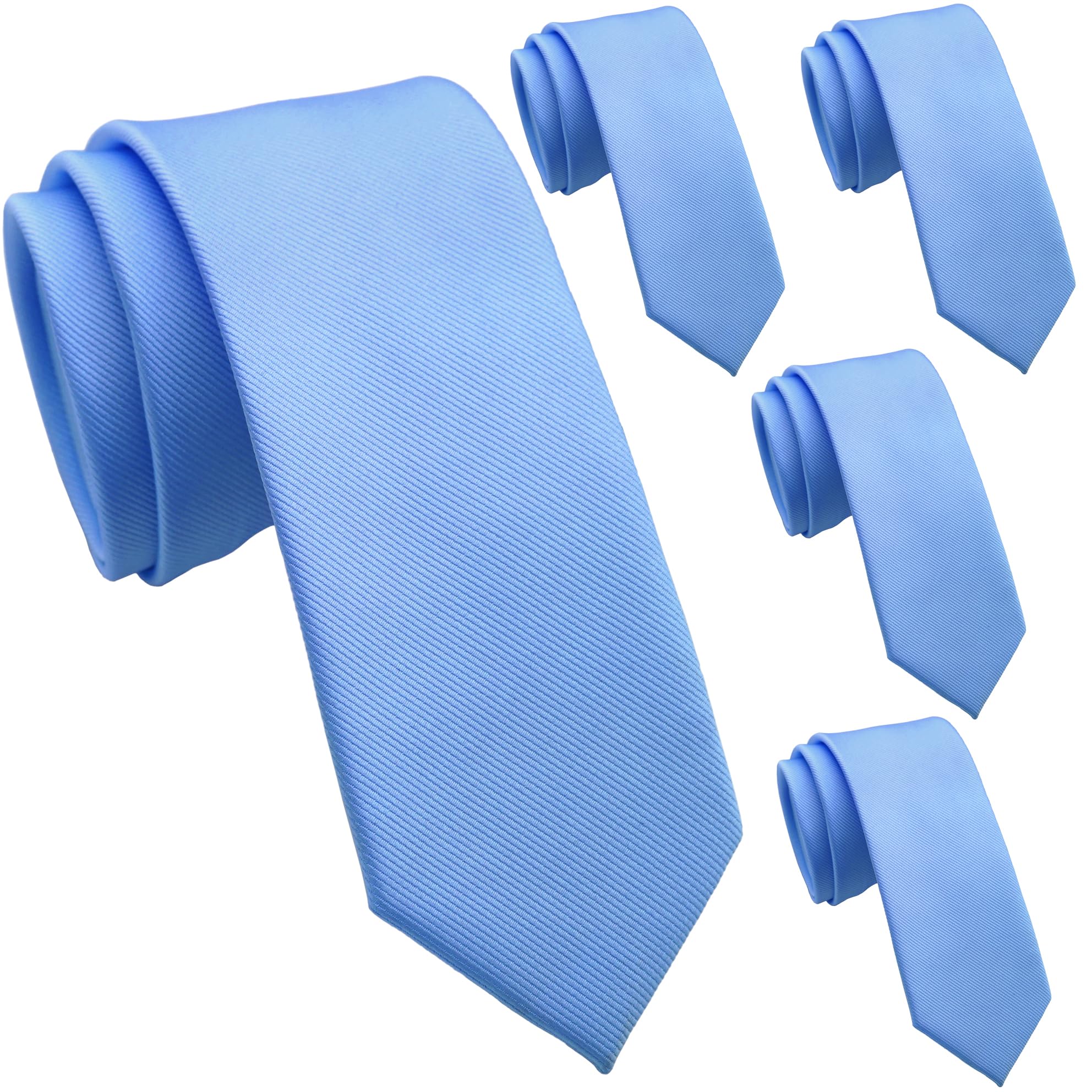 Skinny Ties for Men, 2.5-Inch Slim Neckties, Solid Color Packs