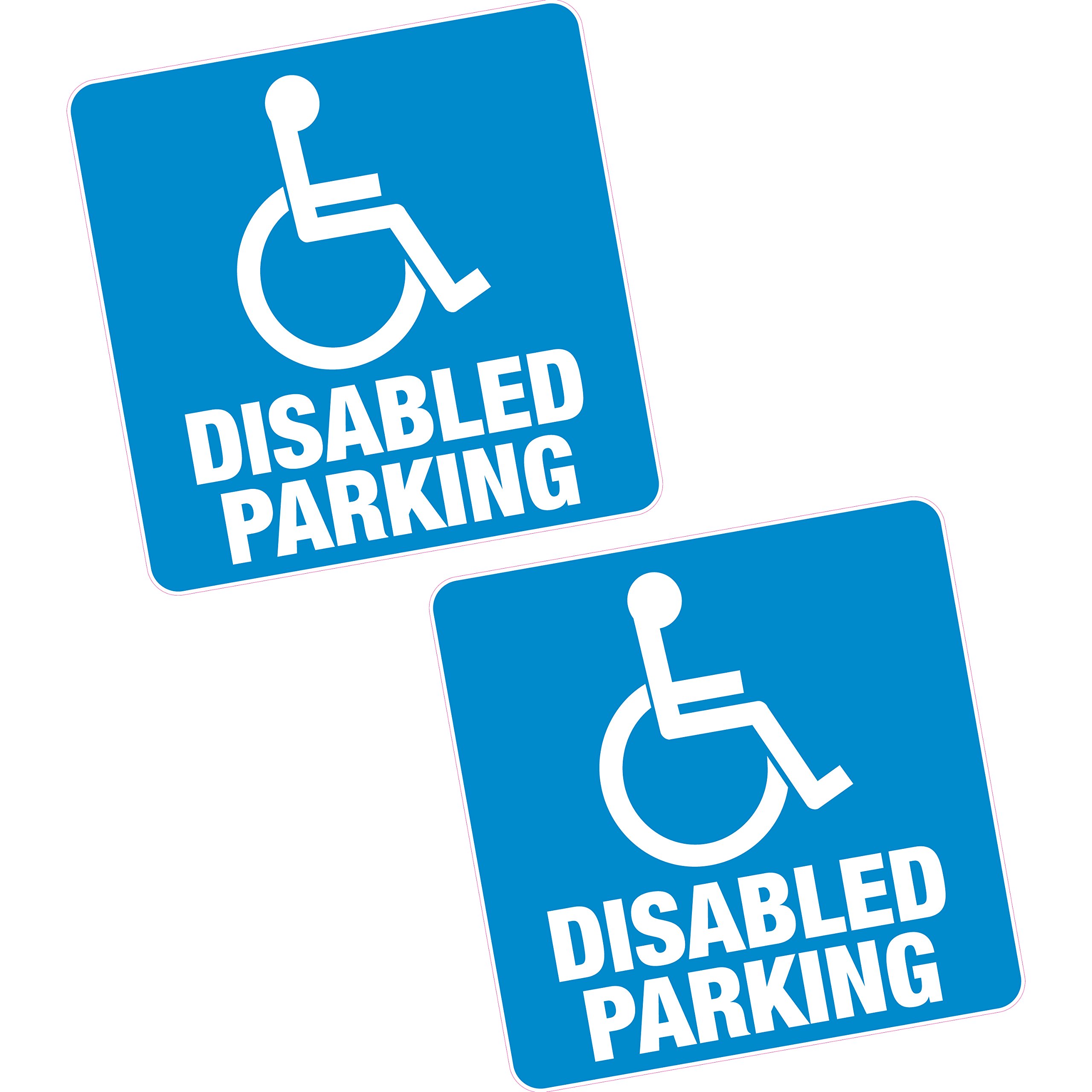 2 x Disabled Parking Blue Badge 4" 100mm Sq. Vinyl Sticker Car Van Motability
