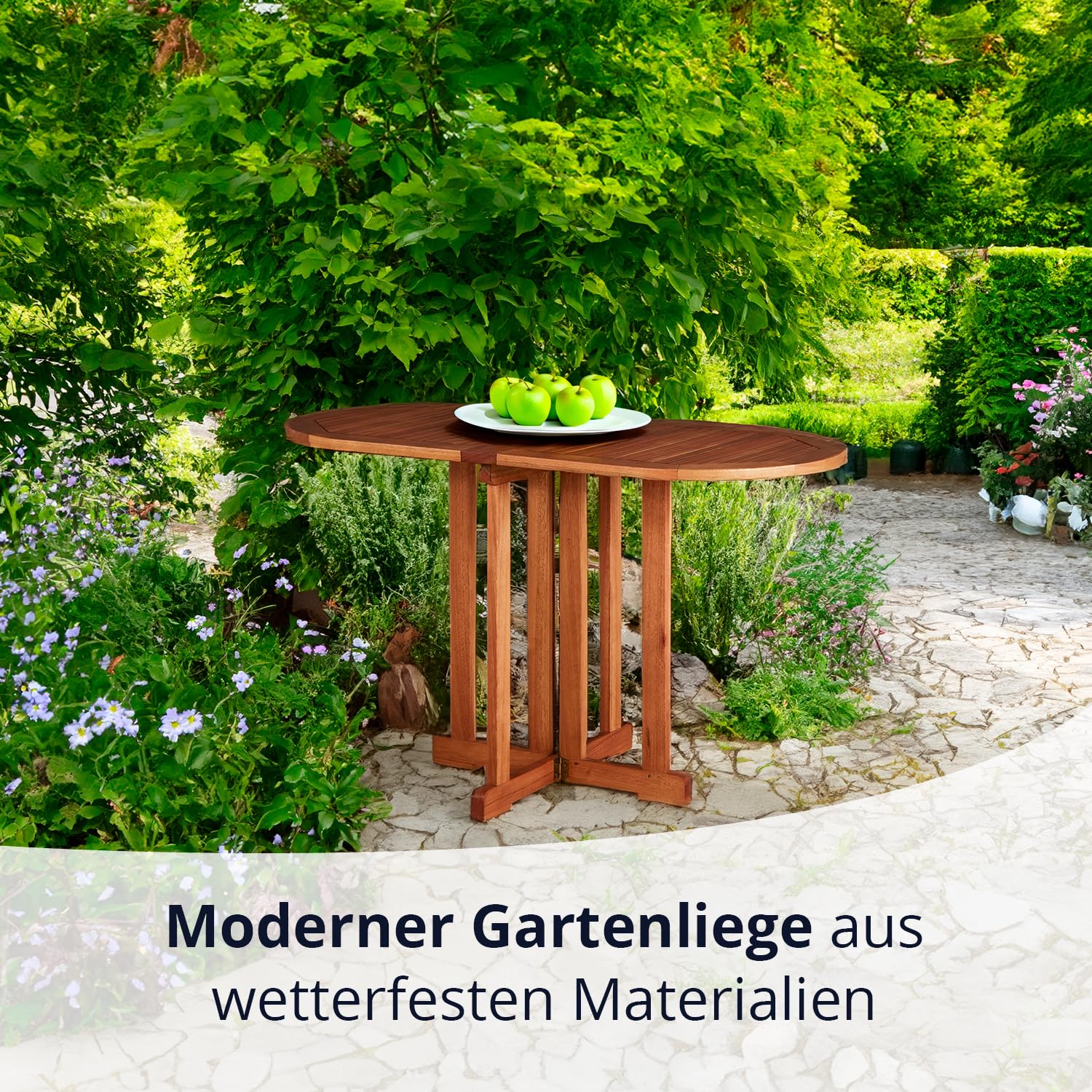 KHG Balkontisch für 2 Personen aus 100% Eukalyptus-Echtholz, klappbar, wetterfest, Gartentisch, Klapptisch - Braun