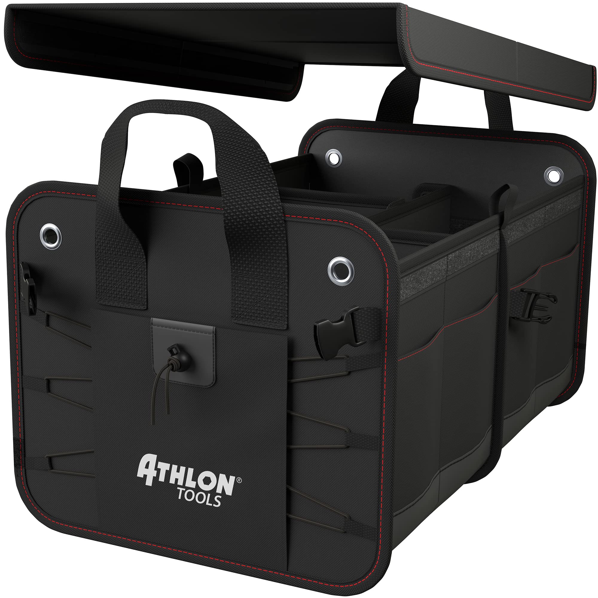 ATHLON TOOLS Borsa per bagagliaio di alta qualità con coperchio, 60 litri, organizer per bagagliaio XXL, fondo extra stabile e impermeabile, con chiusura a strappo