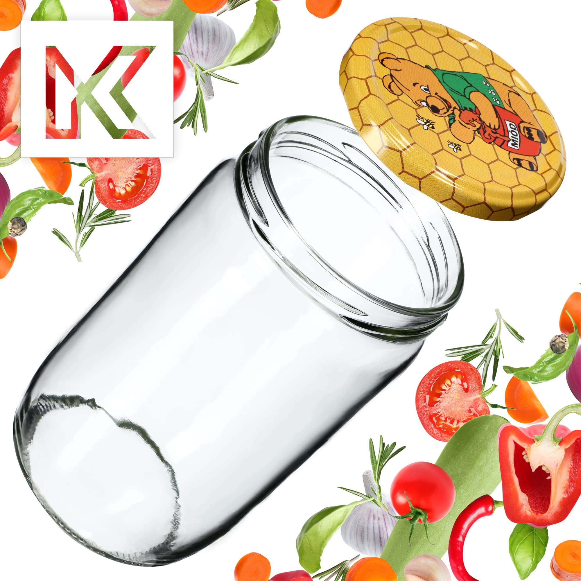 KADAX Lot De 24 Bocaux De Conserve 720 Ml Avec Couvercle à