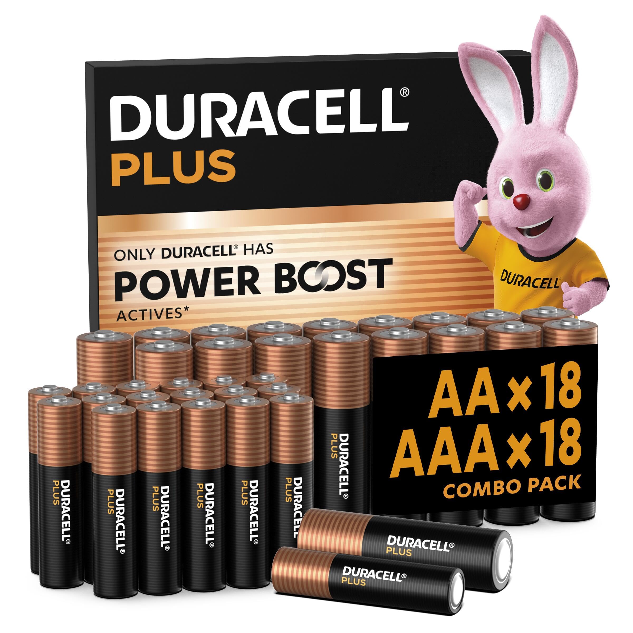 DURACELL Plus Pilas AA & AAA (Paquete combinado de 36) – Pilas alcalinas 1,5 V – Con POWER BOOST Actives – Envase con 0 % de plástico – 10 años en su envase - MN150/ MN2400