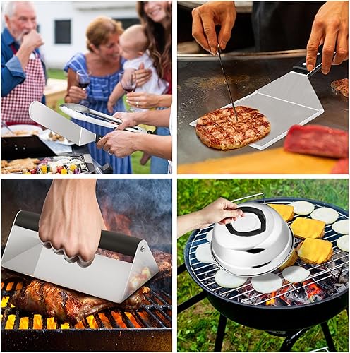 Miniatura 8 de Leonyo - Juego de 20 accesorios para parrilla, accesorios de parrilla para Blackstone, kit de prensa de hamburguesas con espátula de acero