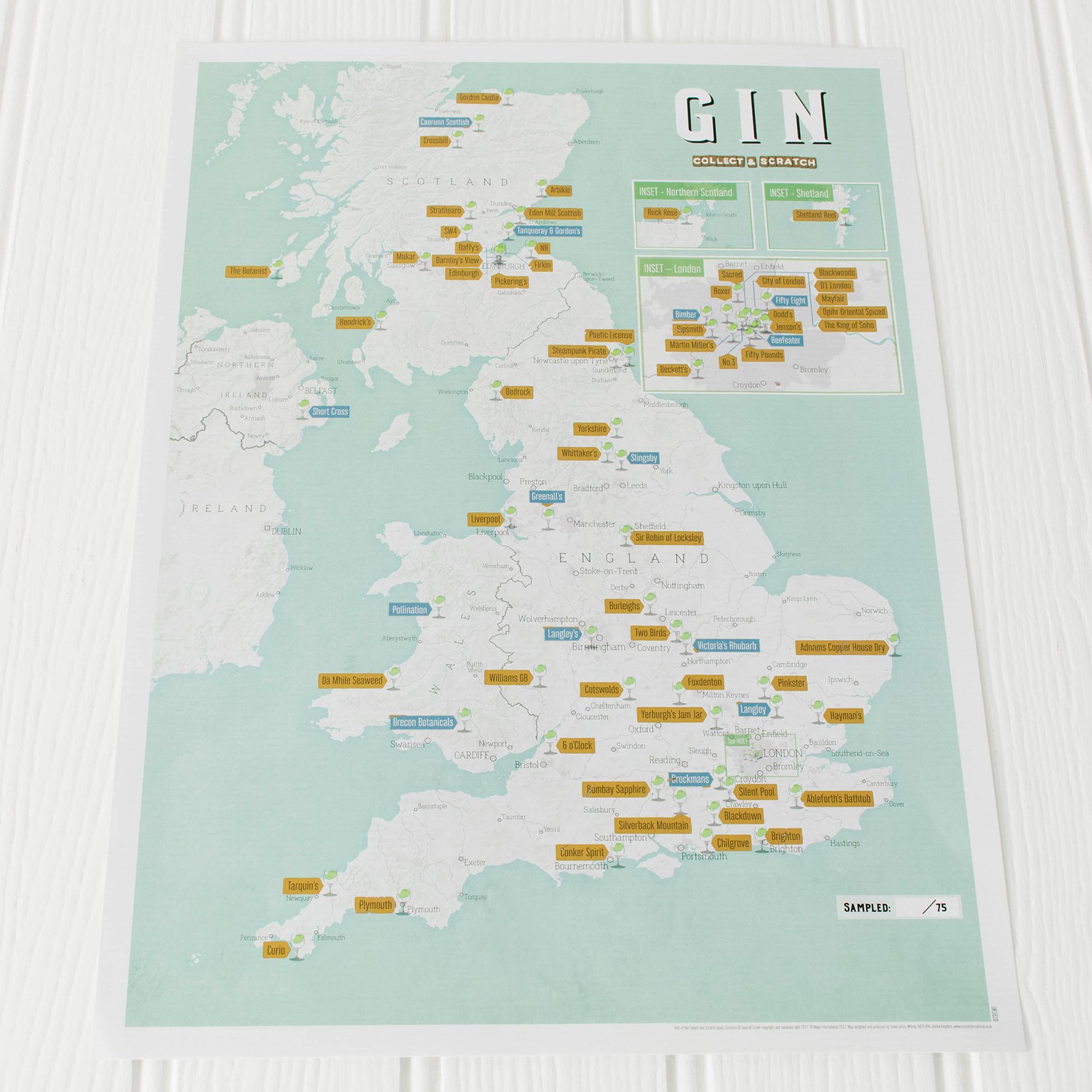 Maps International - Gin Distilleries Collect and Scratch Off Travel Map - Great Gift for Gin Lovers - 29 x 42cm