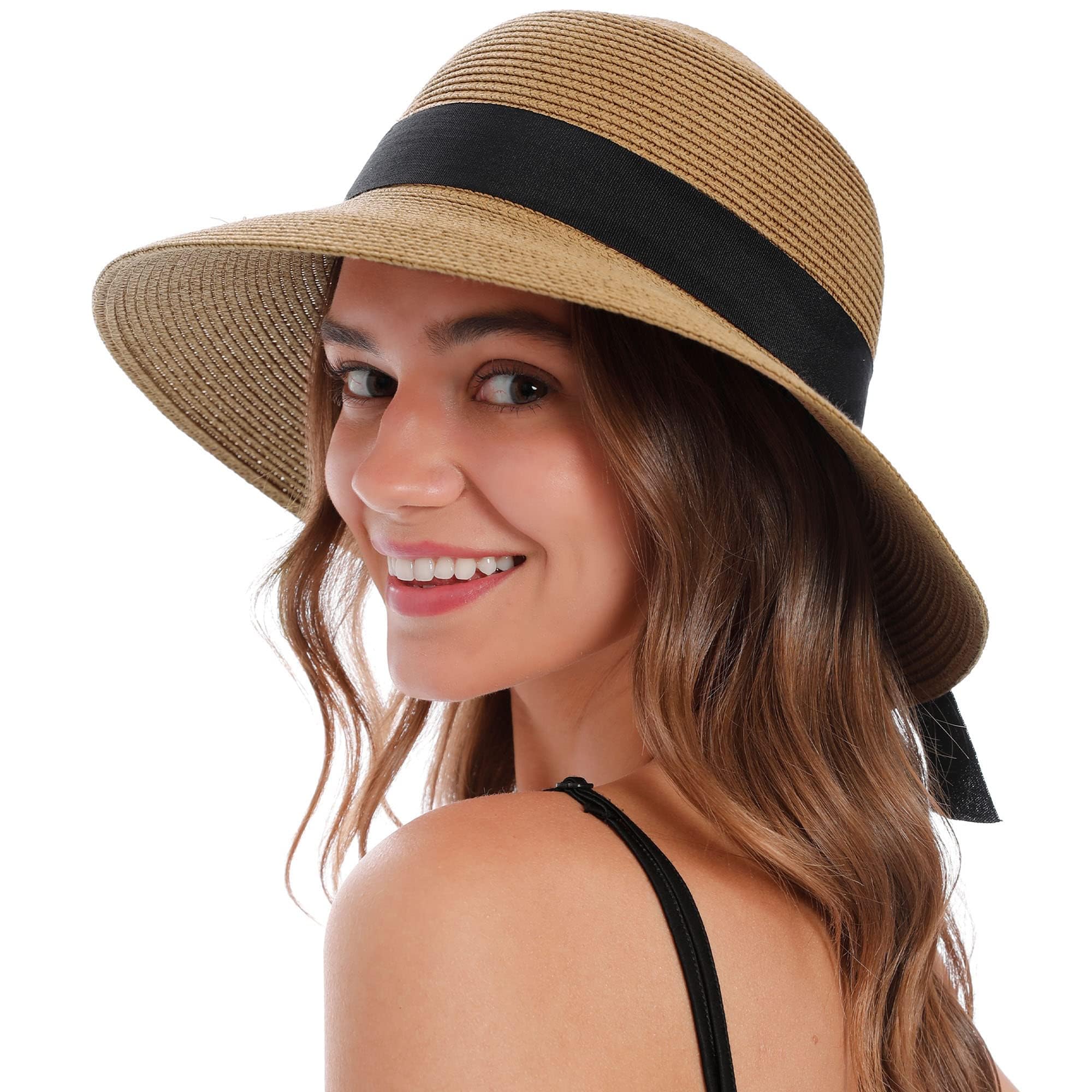 BABAHU Women's Sun Hats UV Protection Large Wide Brim Hat Women Packable Sun Hat for Women Straw Hats