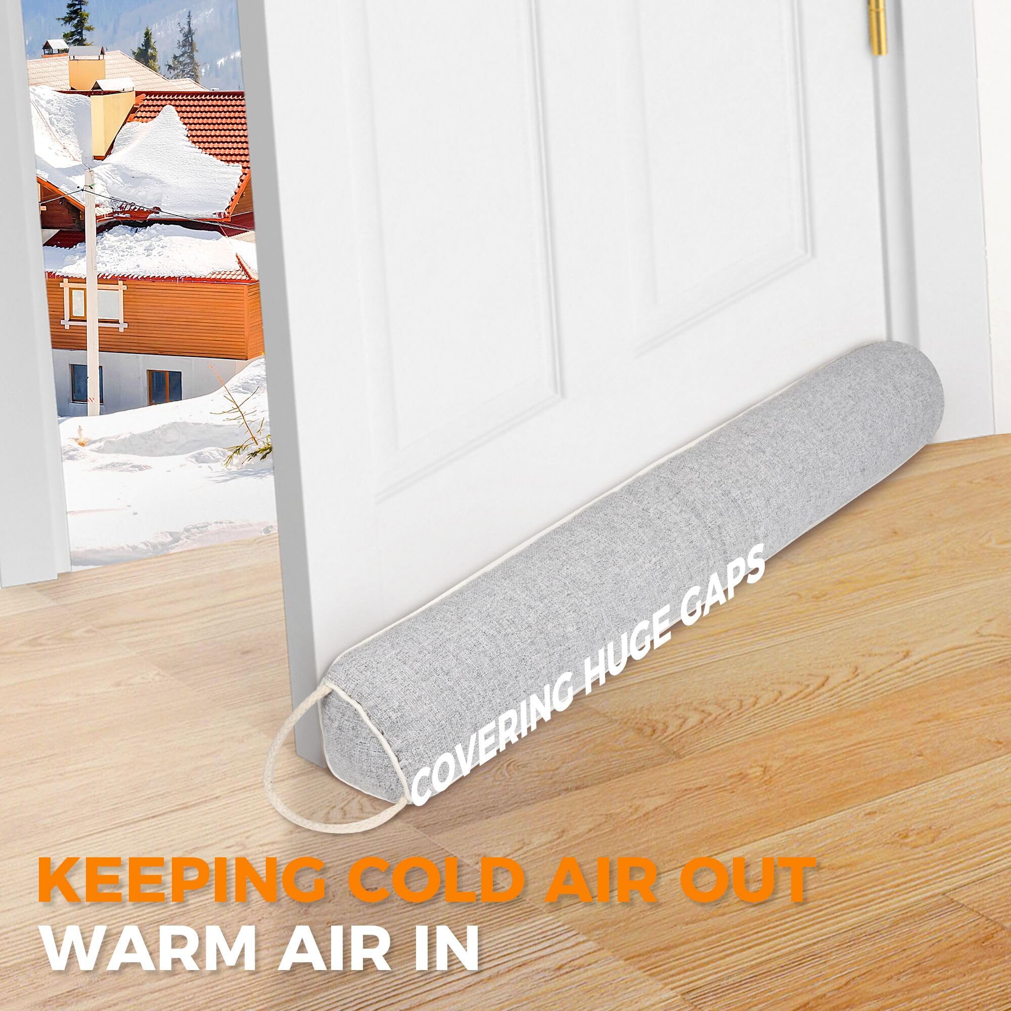 Fowong Under Door Draft Stopper - 48 Inch, Brown, Blocks Cold Air, Dust, Noise For Sliding, French, Patio Doors - View #6