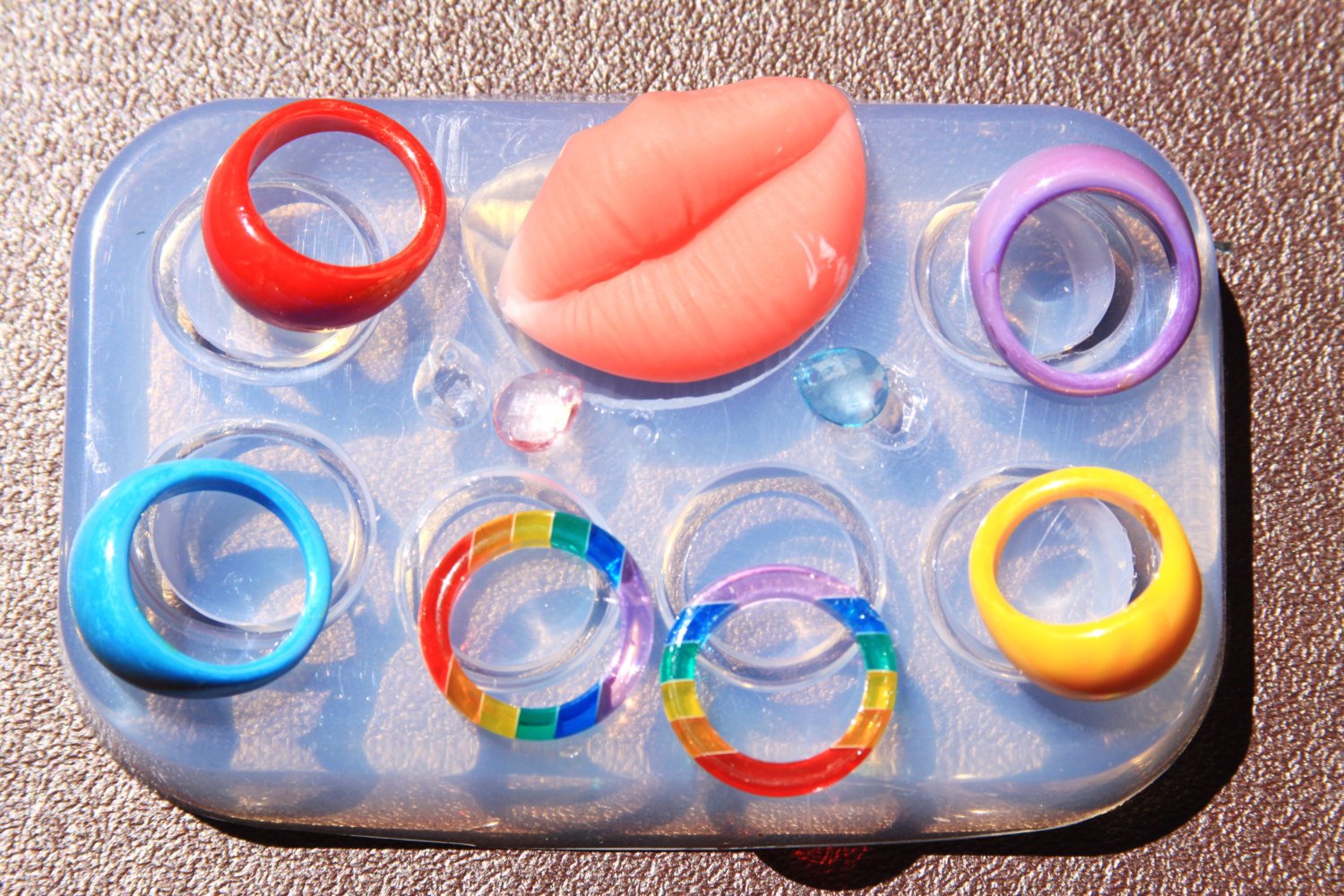 Handmade Multi-Clear-silicone Rings,lips Molds.Size ring 7.8 (308)