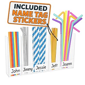 9.5" Large Acrylic Straw Holder for Cabinet Door with Stickers Peel and Stick Straw Holder for Drawer, for Straws, Makeup Brushes, Kitchen Utensils Includes Strong Adhesive Tape for Easy Mounting