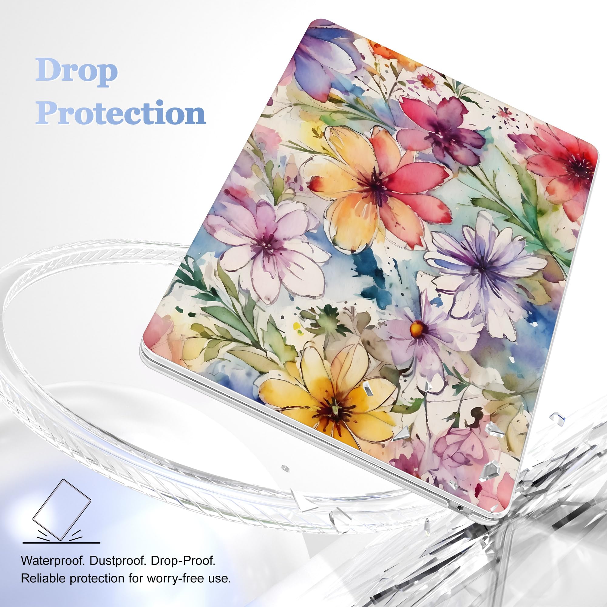 May Chen M4 Custodia per MacBook Air da 15 pollici compatibile con display e touch ID retina liquida, custodia rigida in plastica - fiori astratti