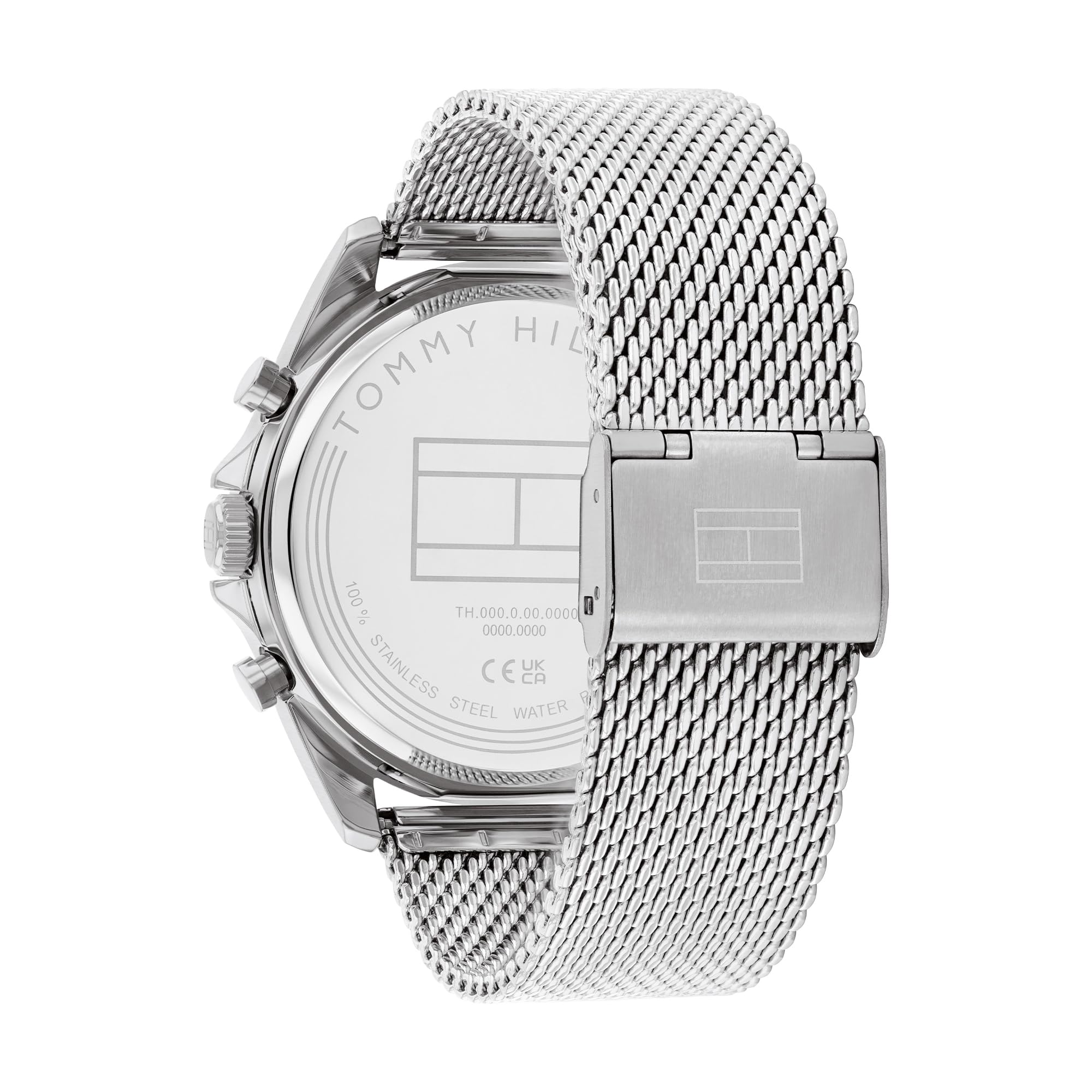 Tommy Hilfiger Reloj Analógico de Cuarzo multifunción para Hombre con Correa de Malla de Acero Inoxidable y de Piel