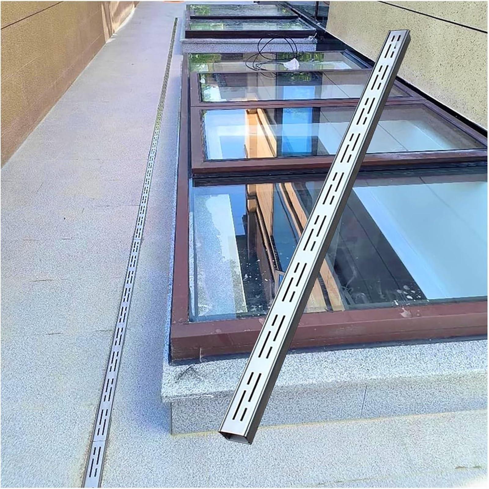 GLDYTVF Slim Stainless Steel Channel Drain Grate Kit - 20x5cm Trench Drain System for Driveways, Yards, & Pool Decks - Efficient Water Drainage Solution