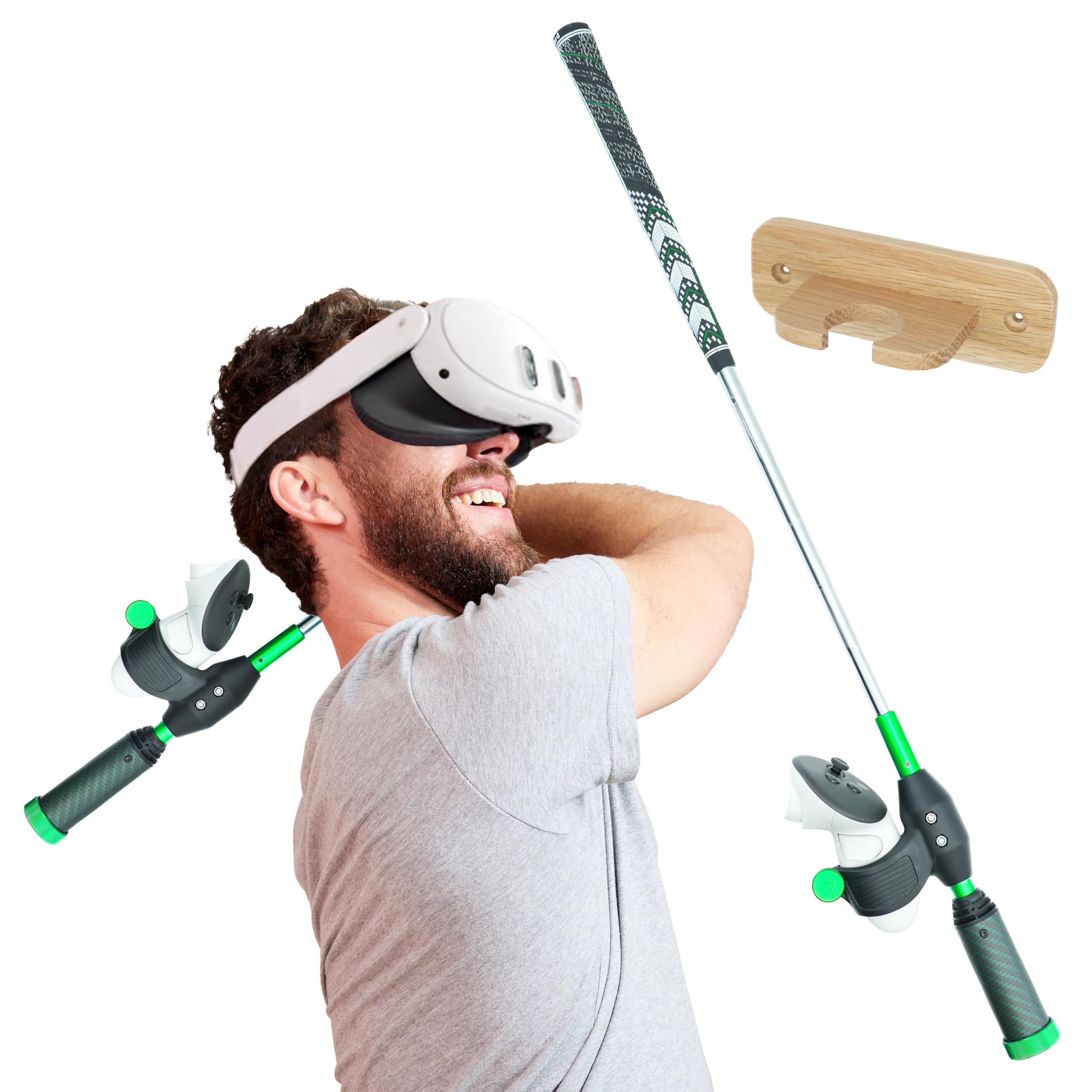 DeadEyeVR - DriVR Elite Chrome - Stepped Steel Golf Club for Virtual Reality - Realistic VR Golf Simulator Handle - Adjustable Weighted VR Golf Club Grip for Enhanced Play