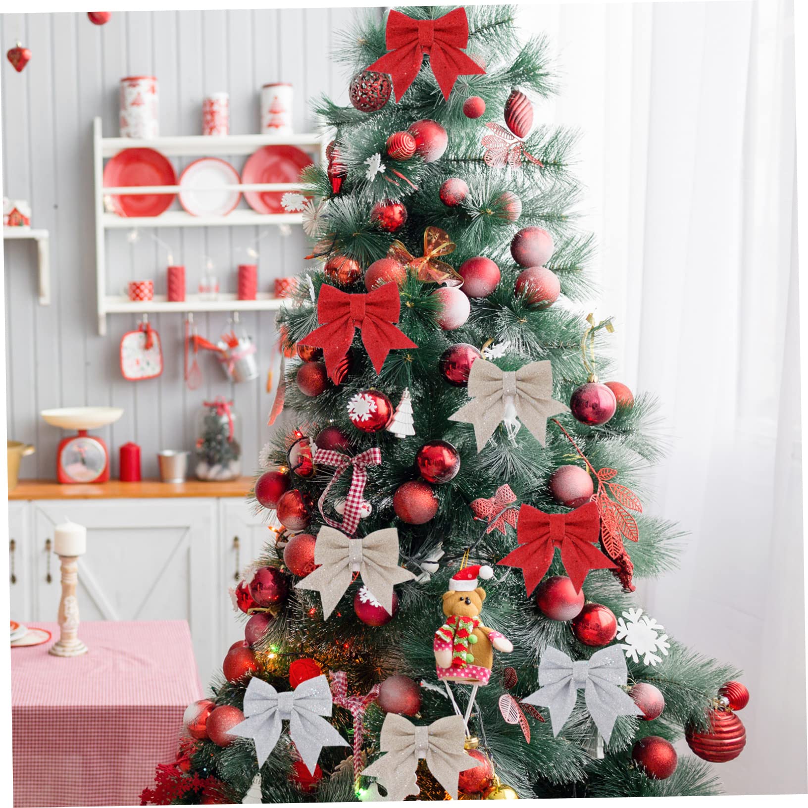 Rote Schleifen Weihnachten, 2 Stück Weihnachtsbaum Produktbild-Vorschau 5