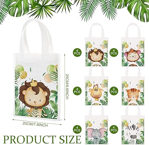 Miniatura 3 de 24 bolsas de golosinas de safari en la selva, bolsas de regalo de animales con asas, bolsas de regalo de safari no tejidas, bolsas de dulces de