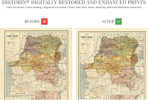 Miniatura 3 de HISTORIX Mapa vintage del Congo belga de 1896 - Arte de pared vintage del Congo de 24 x 36 pulgadas, mapa de la República Democrática del Congo -