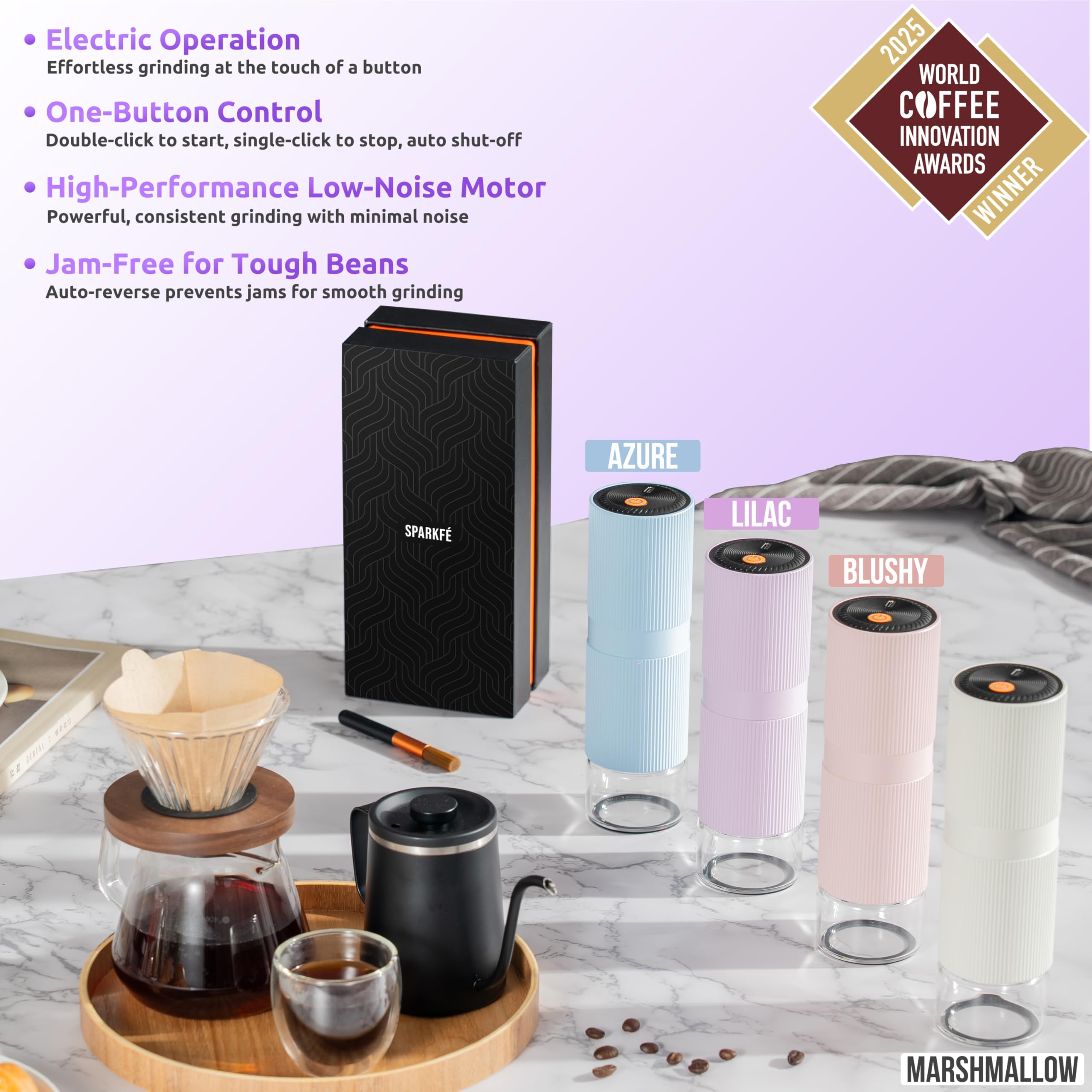 Molinillo de café eléctrico portátil, molinillo de mano recargable con rebaba cónica de acero inoxidable, ajustes de molienda ajustables, para espresso, moka, vertido, prensa francesa, infusión fría