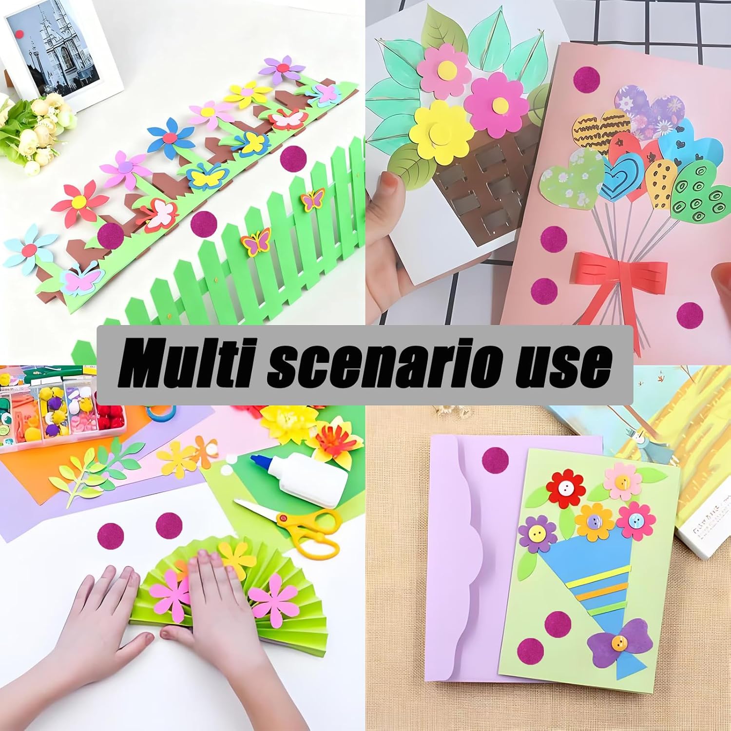 Paper Hole Puncher Set,5PCS Circle Punch (0.3"/ 0.6"/ 1"/ 1.5"/ 2"),for Cardstock,Gift Wrapping,Greeting Cards and Scrapbook(10PCS Glitter Sheets Included)