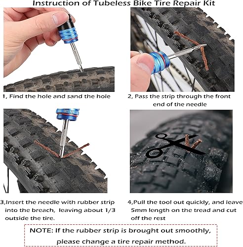 Miniatura 5 de RRK Herramienta para neumáticos de bicicleta sin cámara, kit de reparación y jeringa inyectora selladora con kit de herramientas de extracción de