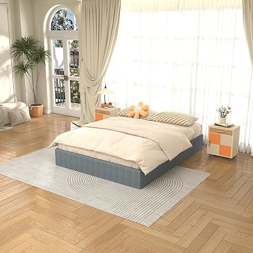 Miniatura 15 de Queen - Base de colchón con somier, 3 pulgadas, resistente, base de cama de metal con cubierta de tela, sin ruido, fácil montaje 3 Inch,17.78 cm (7