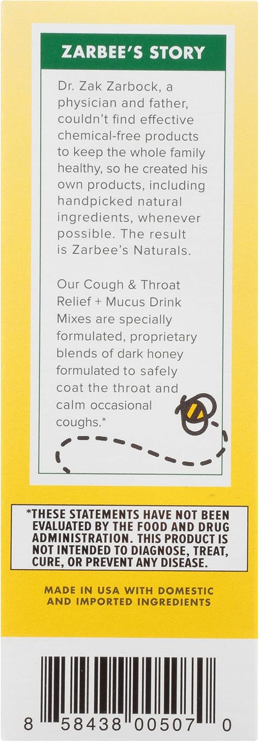 Zarbee's, Cough & Throat Relief Mucus 6 Count, 3.4 Ounce