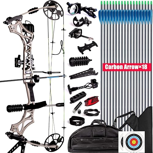 XGeek Compound Bow Kit Hunting and Target 320 Fps Speed with All AccessoriesLimb Made in USA10 Gears Adjustment RangeDraw Weight 30-70 lbs Draw