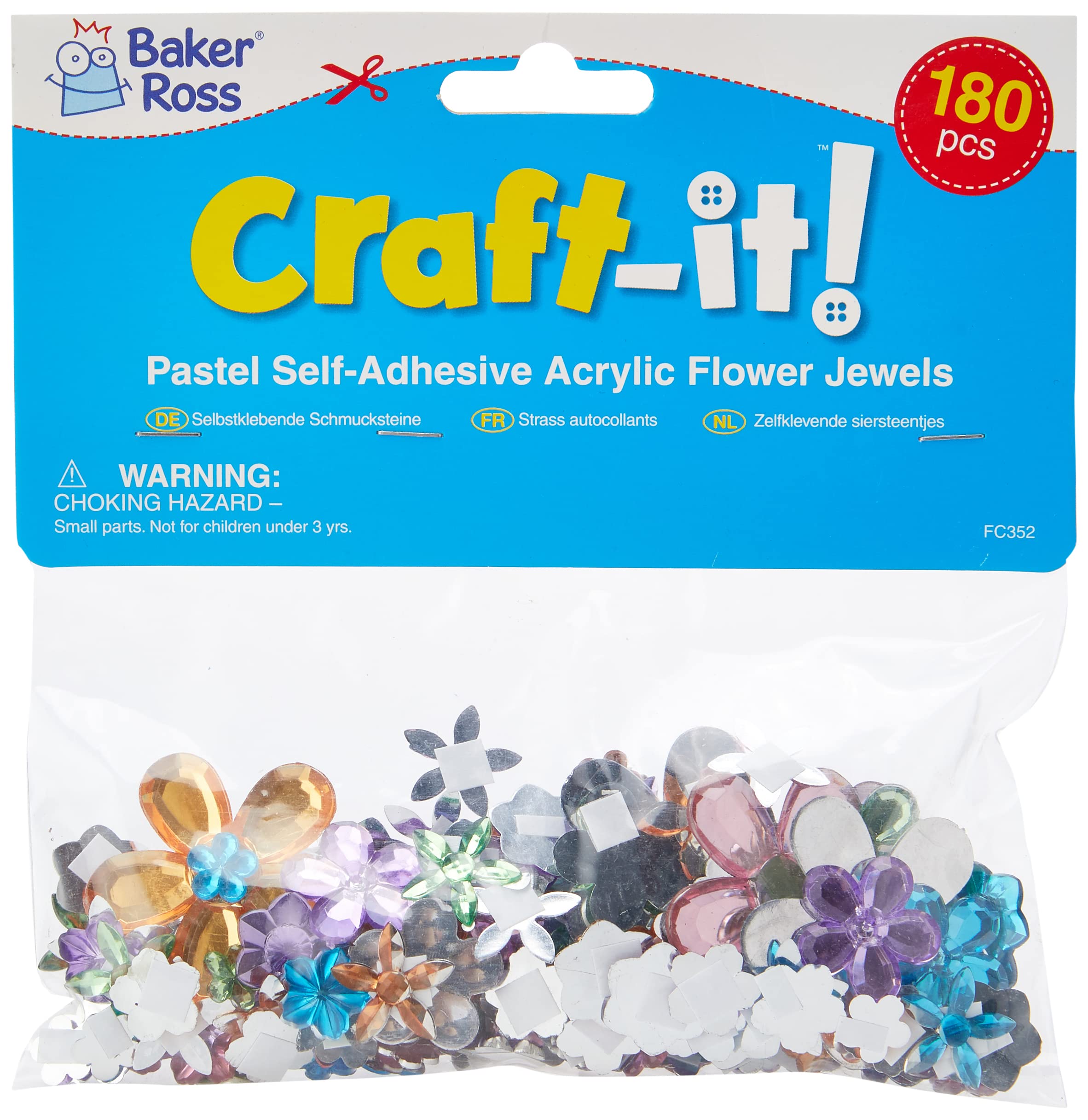 Autocollants Strass Fleurs Arc-en-Ciel Baker Ross - Lot De 180, Loisirs Créatifs Enfants